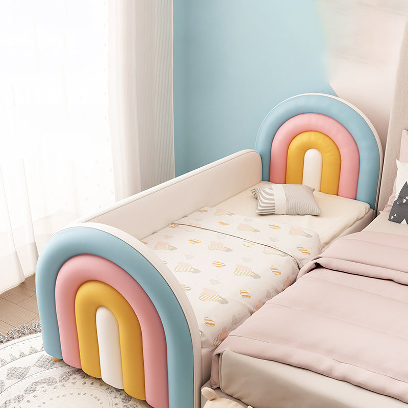 Upholstered Rainbow Kids Bed Modern Genuine Leather Twin Bed with Mattress