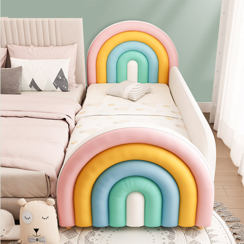 Upholstered Rainbow Kids Bed Modern Genuine Leather Twin Bed with Mattress