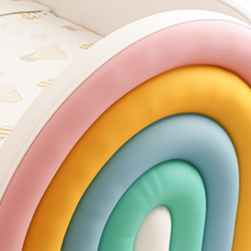 Upholstered Rainbow Kids Bed Modern Genuine Leather Twin Bed with Mattress