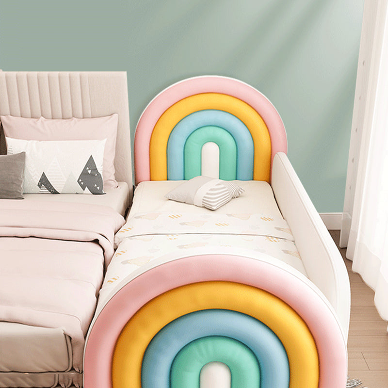 Upholstered Rainbow Kids Bed Modern Genuine Leather Twin Bed with Mattress