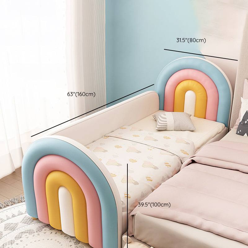 Upholstered Rainbow Kids Bed Modern Genuine Leather Twin Bed with Mattress