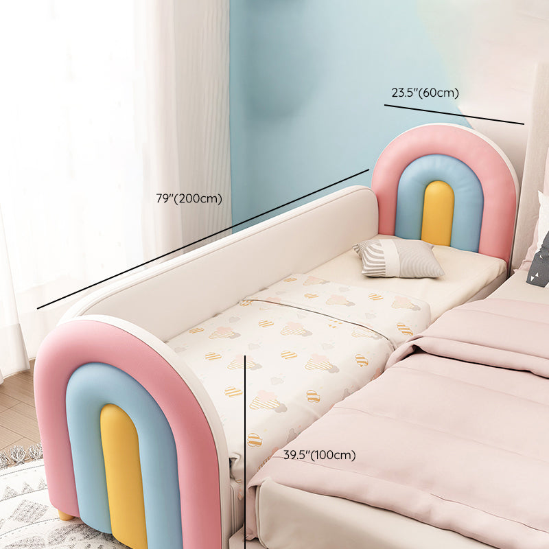 Upholstered Rainbow Kids Bed Modern Genuine Leather Twin Bed with Mattress