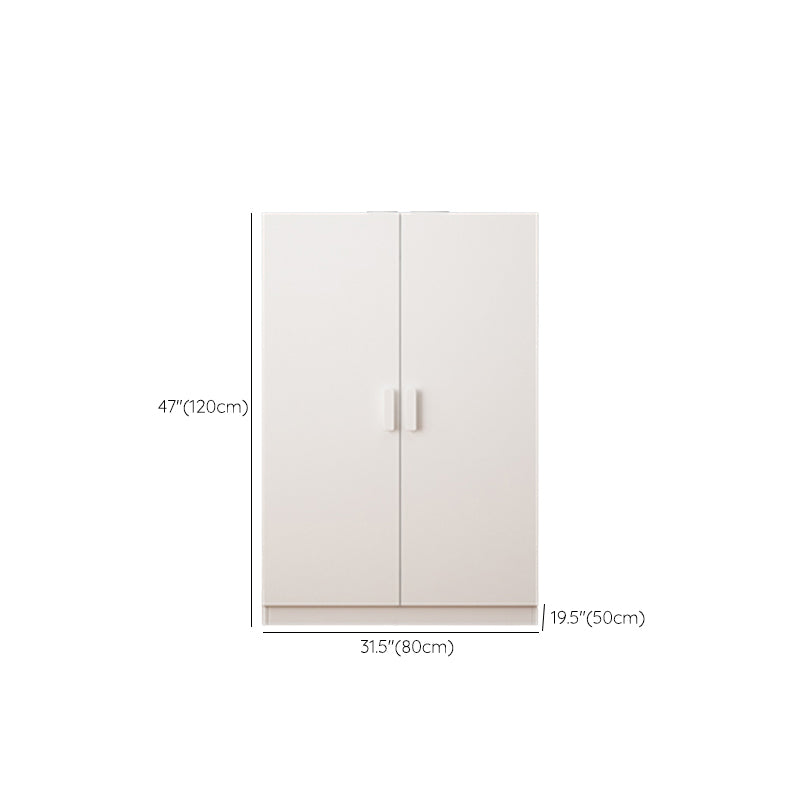 White Contemporary Kid's Wardrobe Wooden Glossy Closet with Garment Rod