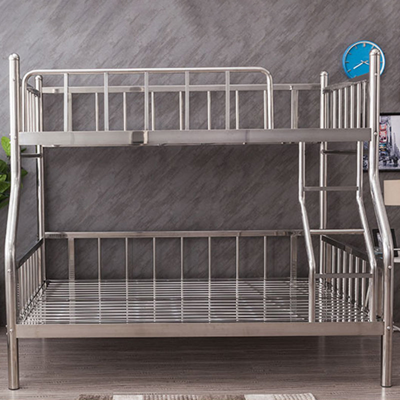 Silver Metal High Bunk Bed Modern Stainless Steel Bunk Bed with Guardrail