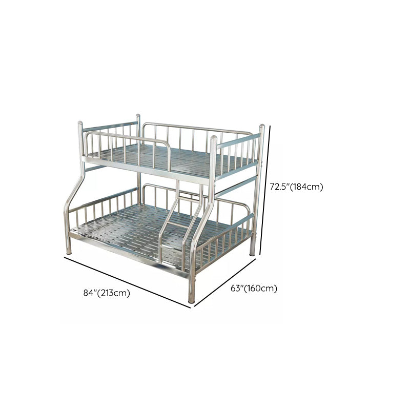 Silver Metal High Bunk Bed Modern Stainless Steel Bunk Bed with Guardrail