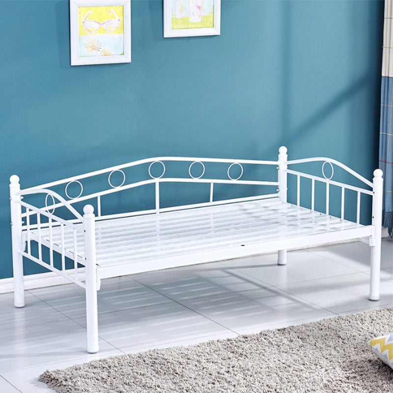 Metal Open Frame Bed with Detachable Guardrails Contemporary Kids Bed with Mattress