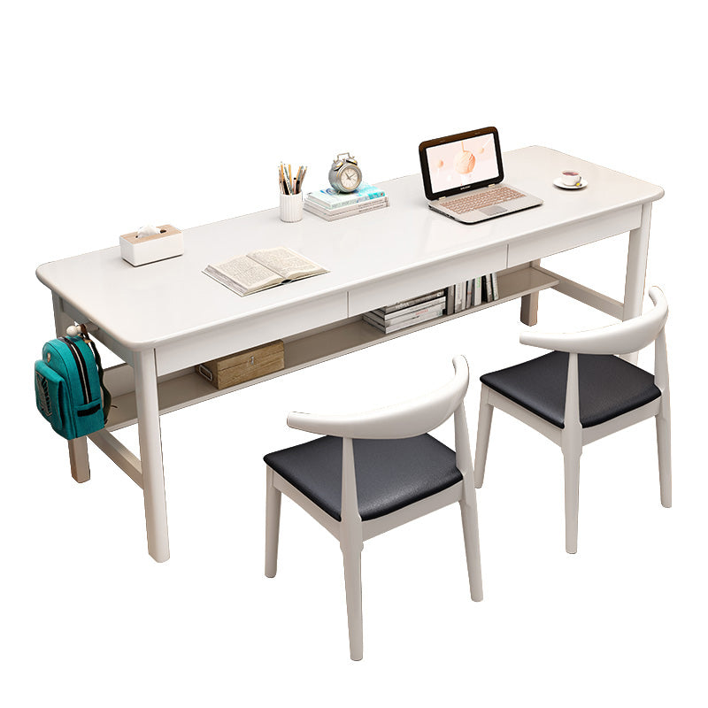 Contemporary Writing Desk with 3 Drawers and Side Storage Hook