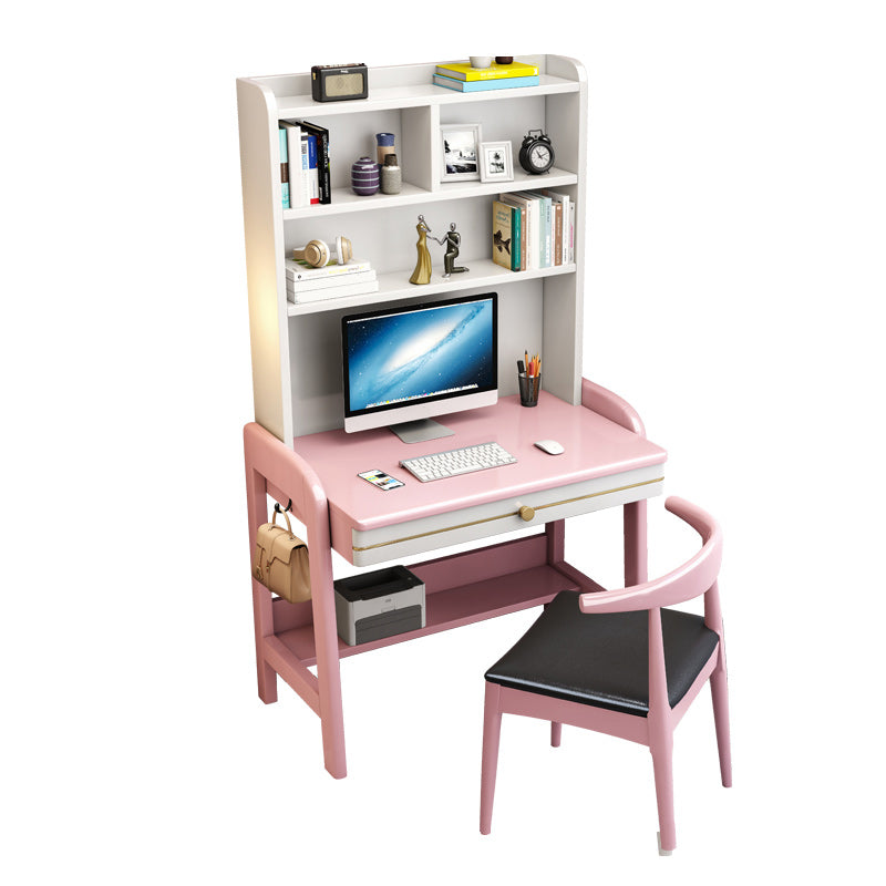 23.6"Width Kids Desk with Storage Solid Wood Child Desk Adjustable Desk and Chair Set