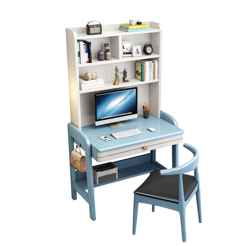 23.6"Width Kids Desk with Storage Solid Wood Child Desk Adjustable Desk and Chair Set