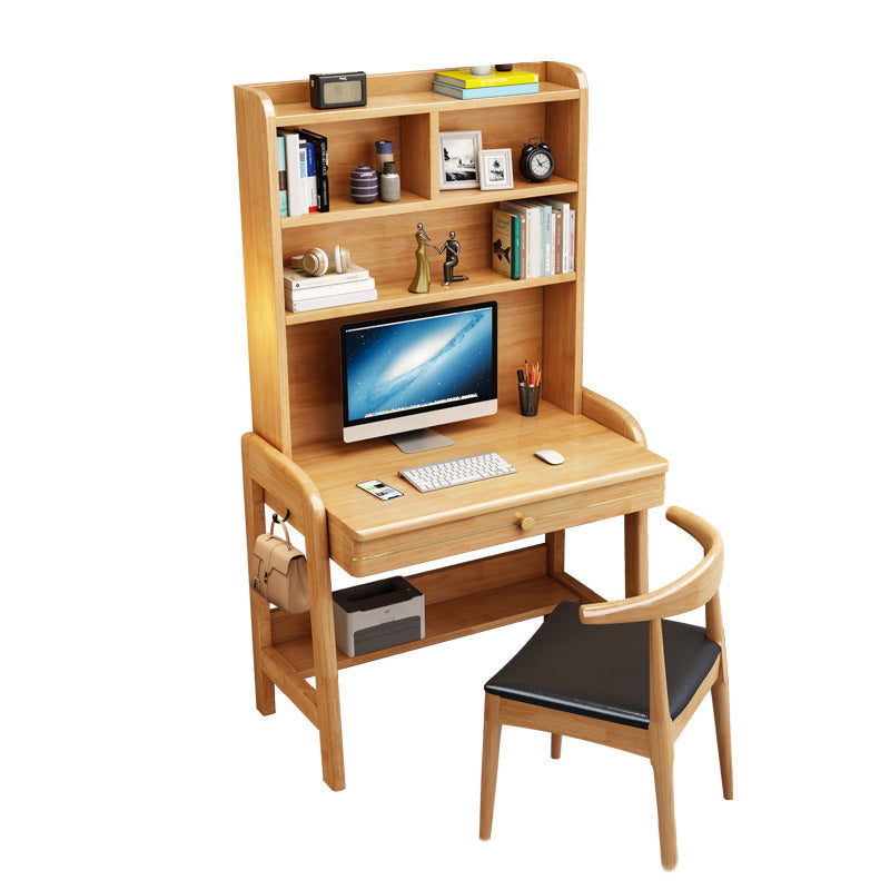 23.6"Width Kids Desk with Storage Solid Wood Child Desk Adjustable Desk and Chair Set