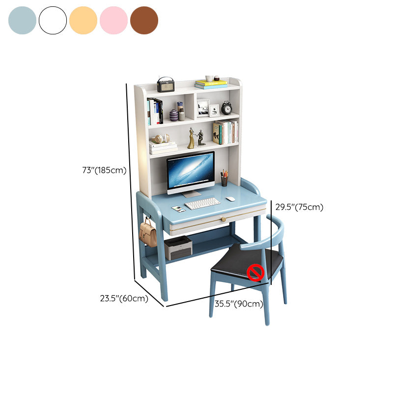 23.6"Width Kids Desk with Storage Solid Wood Child Desk Adjustable Desk and Chair Set