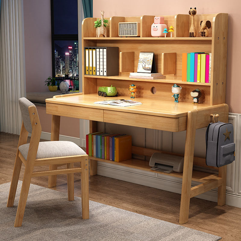 Contemporary Student Table with Side Storage Hook and Storage Shelves