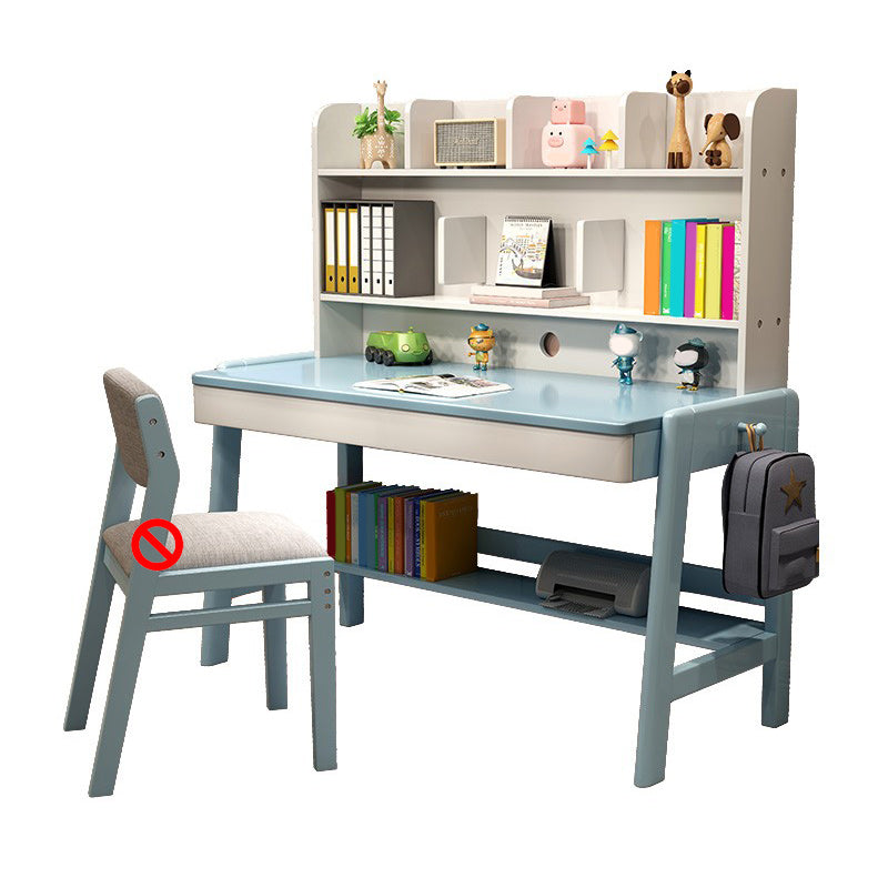 Contemporary Student Table with Side Storage Hook and Storage Shelves