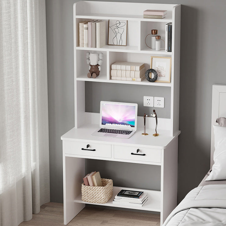 Contemporary Wooden Writing Desk with Drawer and Storage Shelves