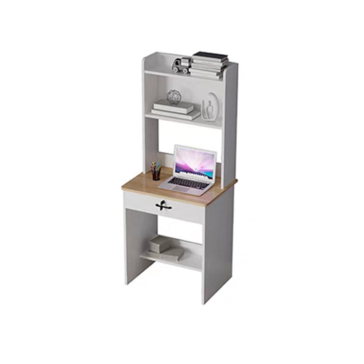 Contemporary Wooden Writing Desk with Drawer and Storage Shelves