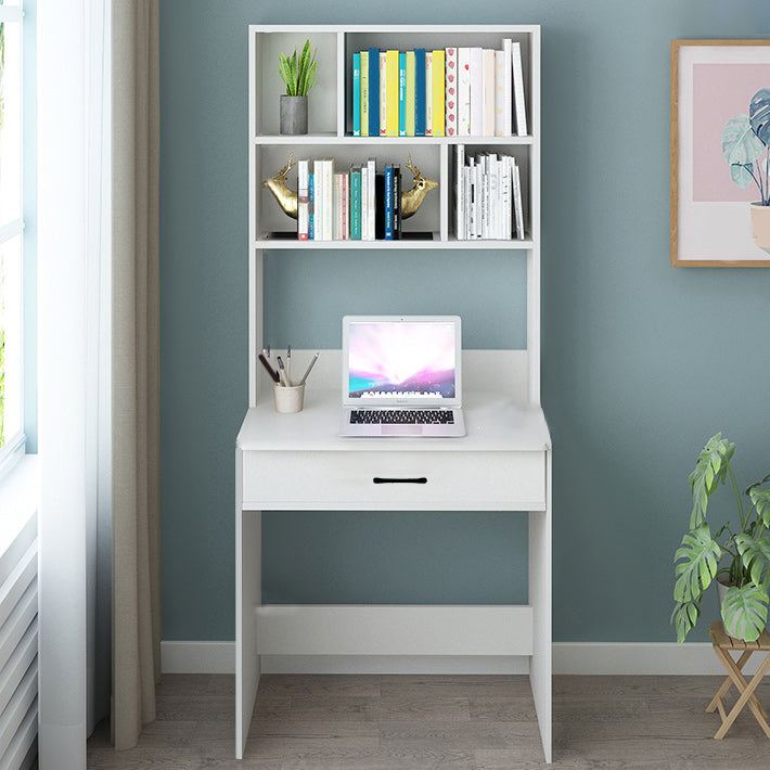 Contemporary Writing Desk with Drawer and Storage Shelves for Home