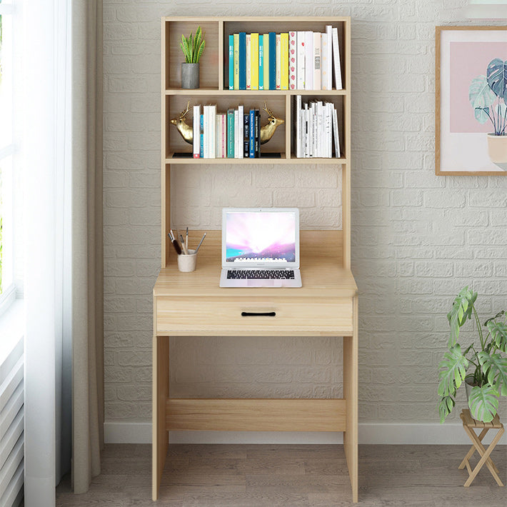 Contemporary Writing Desk with Drawer and Storage Shelves for Home