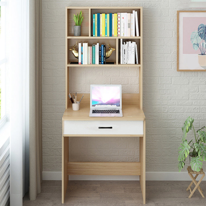 Contemporary Writing Desk with Drawer and Storage Shelves for Home