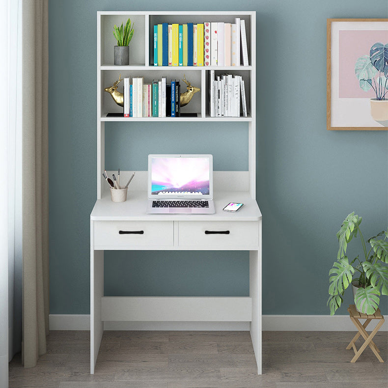 Contemporary Writing Desk with Drawer and Storage Shelves for Home