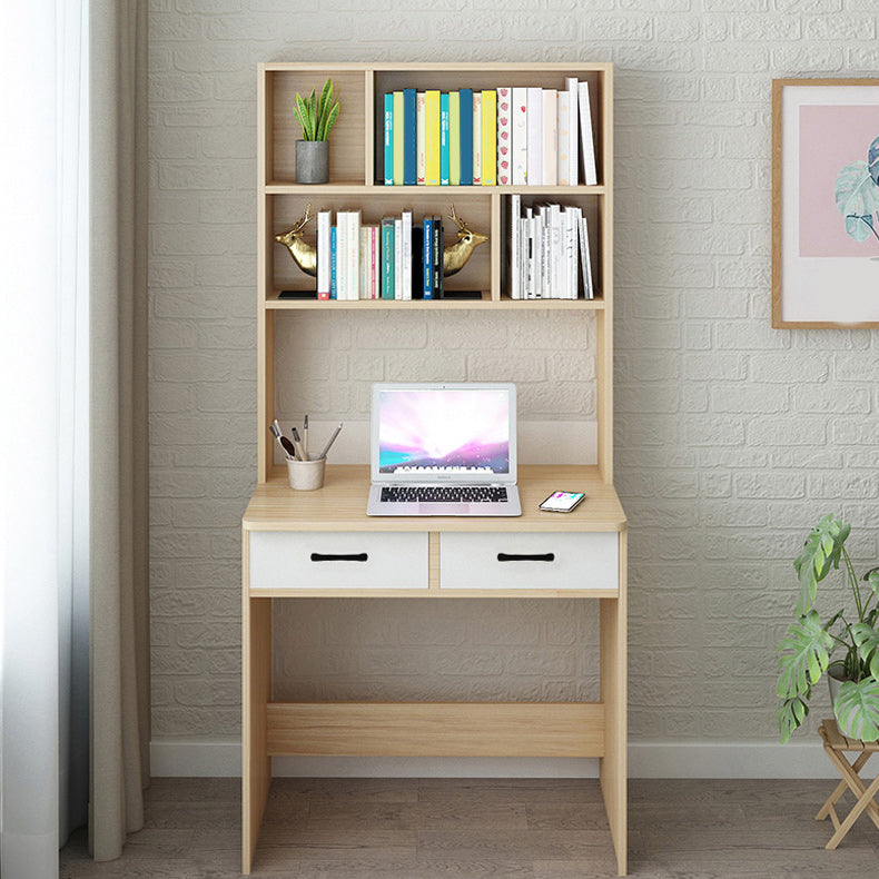 Contemporary Writing Desk with Drawer and Storage Shelves for Home