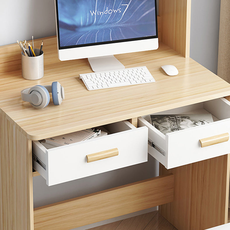 Contemporary Writing Desk with Drawer and Storage Shelves for Home