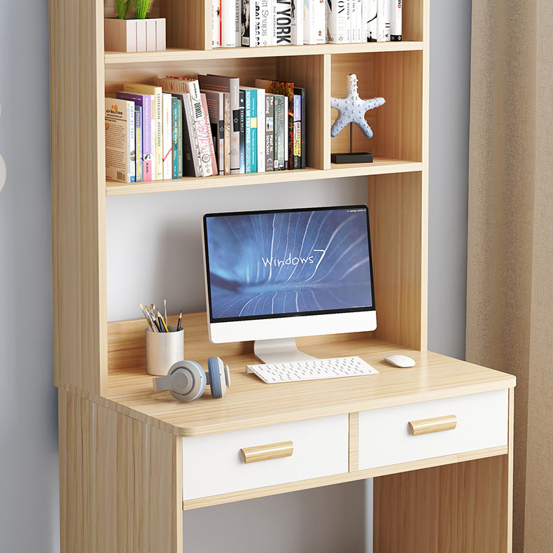 Contemporary Writing Desk with Drawer and Storage Shelves for Home