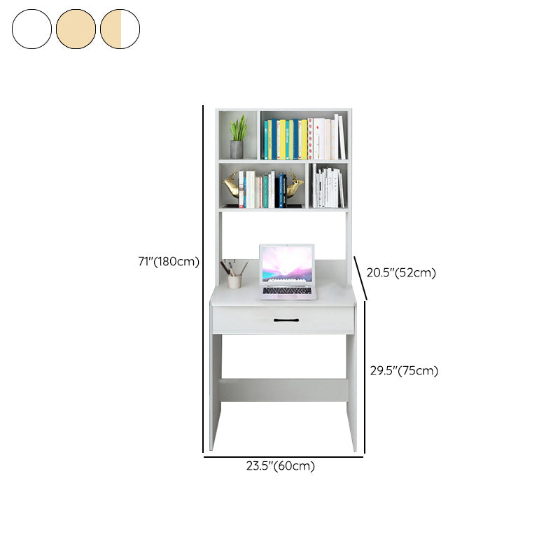 Contemporary Writing Desk with Drawer and Storage Shelves for Home