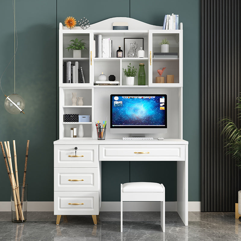 Contemporary Student Table with 4 Drawers and Wooden Storage Shelves