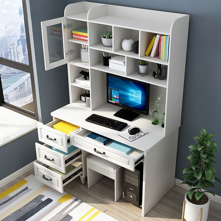 Contemporary Student Table with 4 Drawers and Wooden Storage Shelves