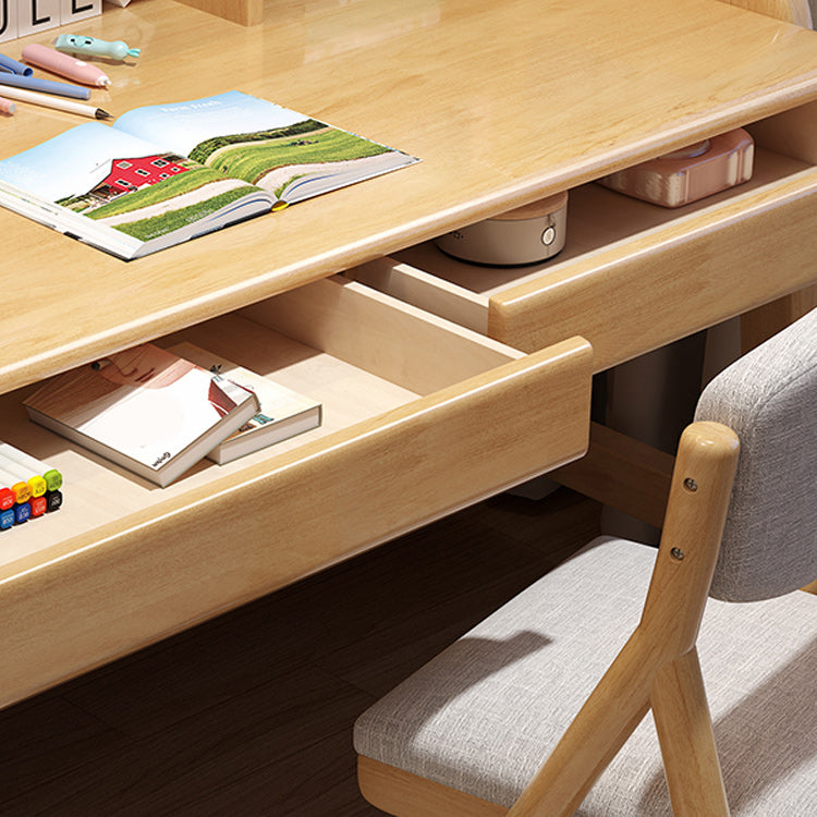 Contemporary Solid Wood Children's Desk with Storage Shelves and Drawers