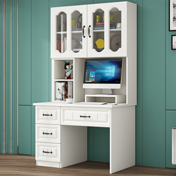 Contemporary Student Desk with 4 Drawers and Storage Shelves