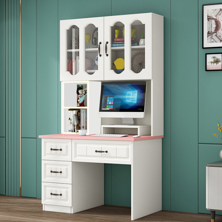 Contemporary Student Desk with 4 Drawers and Storage Shelves