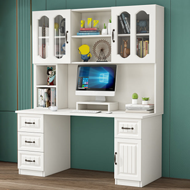 Contemporary Student Desk with 4 Drawers and Storage Shelves