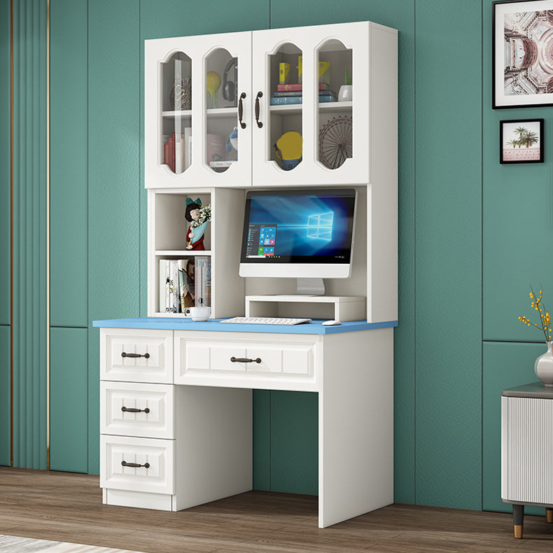 Contemporary Student Desk with 4 Drawers and Storage Shelves