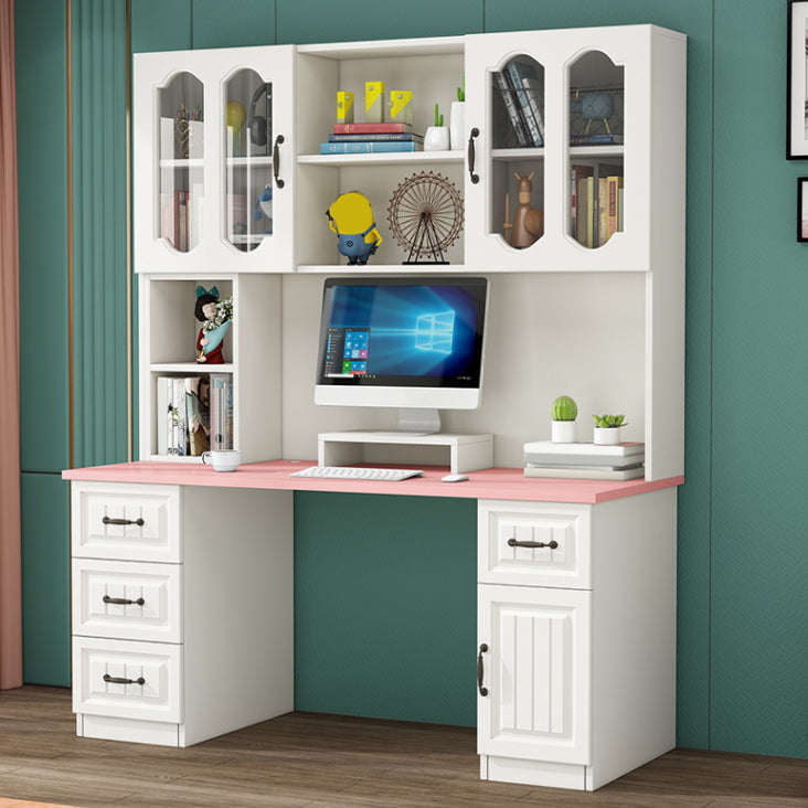 Contemporary Student Desk with 4 Drawers and Storage Shelves