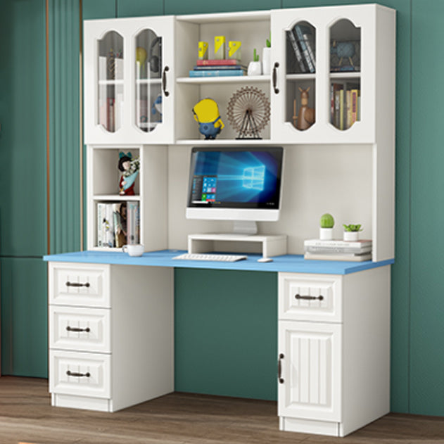 Contemporary Student Desk with 4 Drawers and Storage Shelves