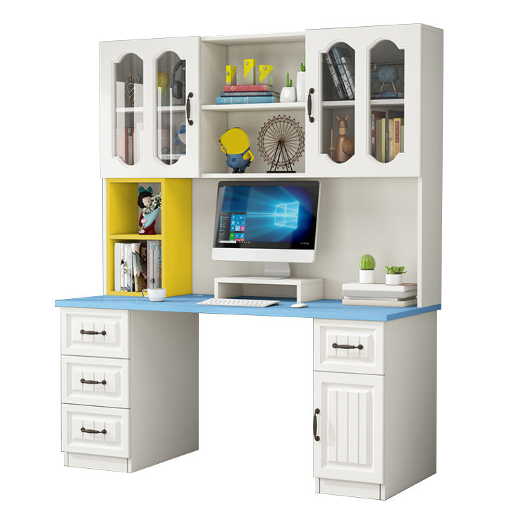 Contemporary Student Desk with 4 Drawers and Storage Shelves