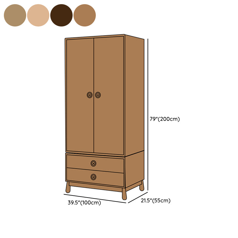 Light Brown Kid's Wardrobe Wooden High Gloss Coat Locker with Garment Rod