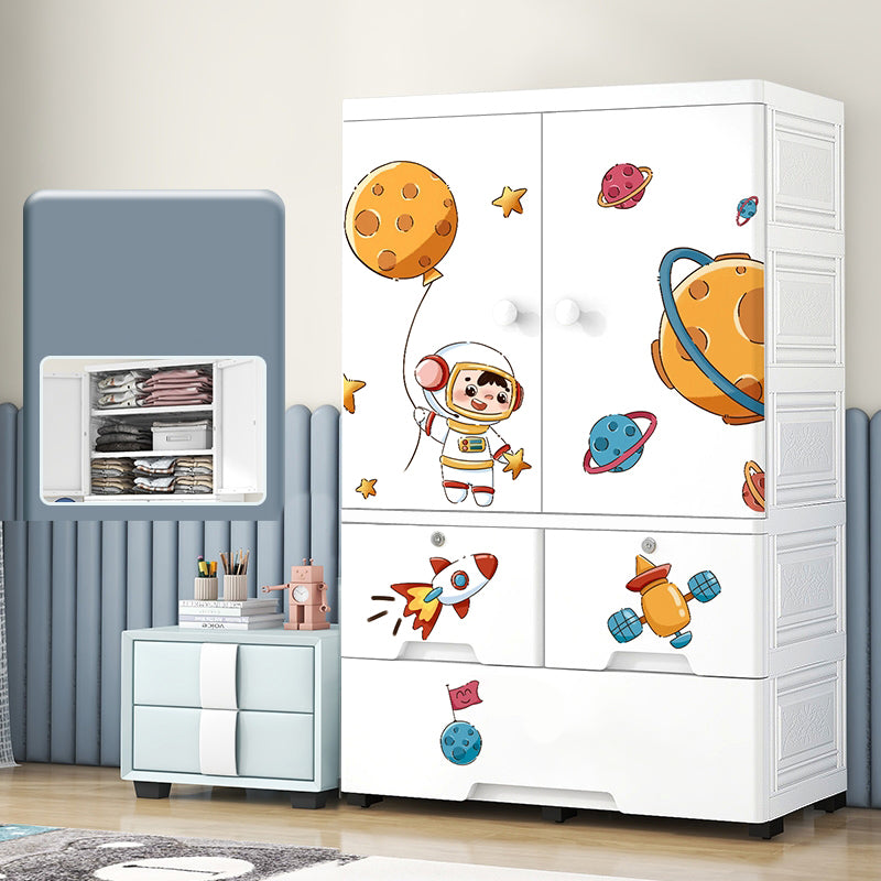 Modern astronaut Print Kids Closet Plastic 5-Drawer Kid's Wardrobe