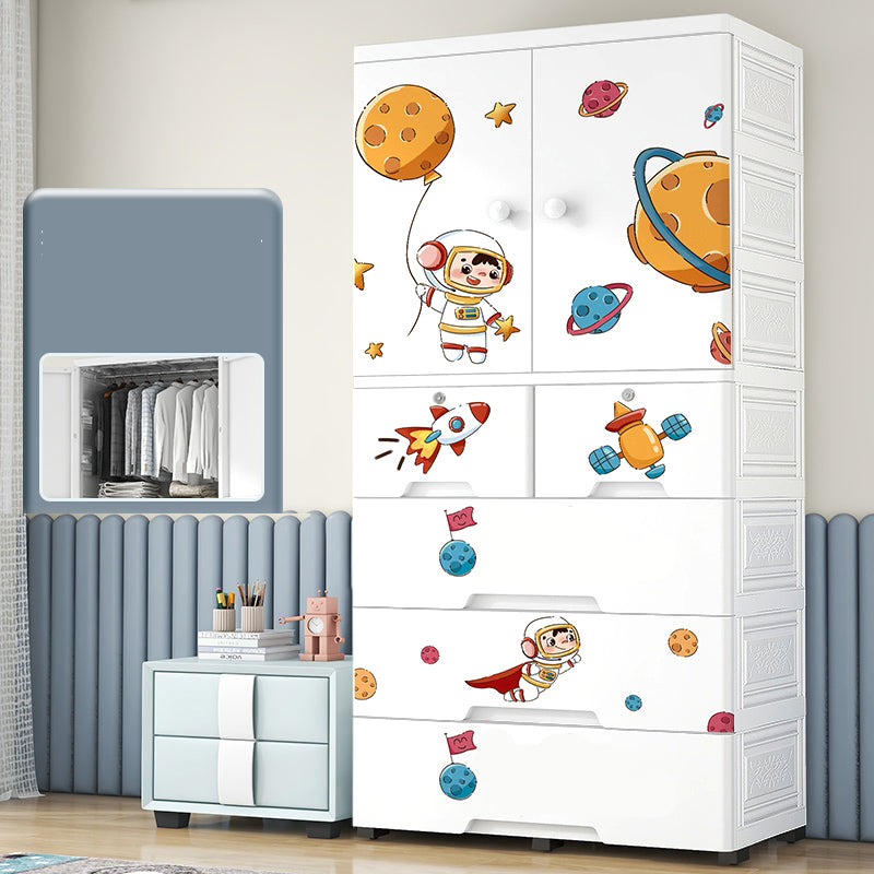 Modern astronaut Print Kids Closet Plastic 5-Drawer Kid's Wardrobe