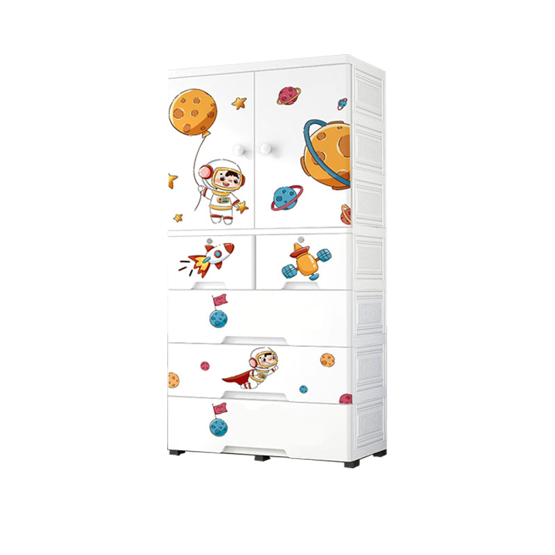 Modern astronaut Print Kids Closet Plastic 5-Drawer Kid's Wardrobe