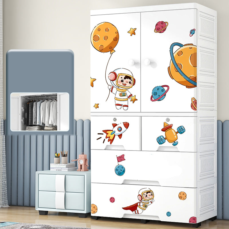 Modern astronaut Print Kids Closet Plastic 5-Drawer Kid's Wardrobe