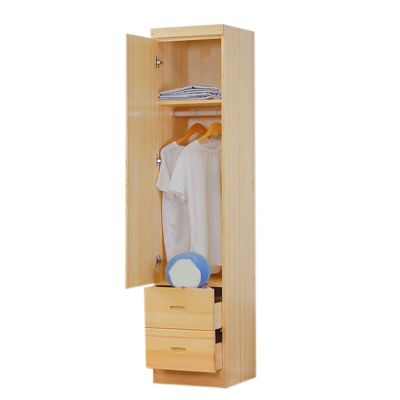 Light Brown Modern Coat Locker Wooden Glossy Closet with 2-Drawer