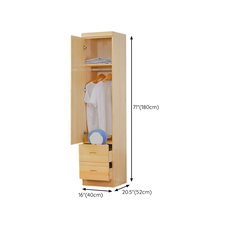 Light Brown Modern Coat Locker Wooden Glossy Closet with 2-Drawer