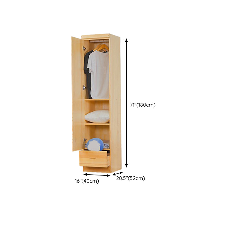 Light Brown Modern Coat Locker Wooden Glossy Closet with 2-Drawer