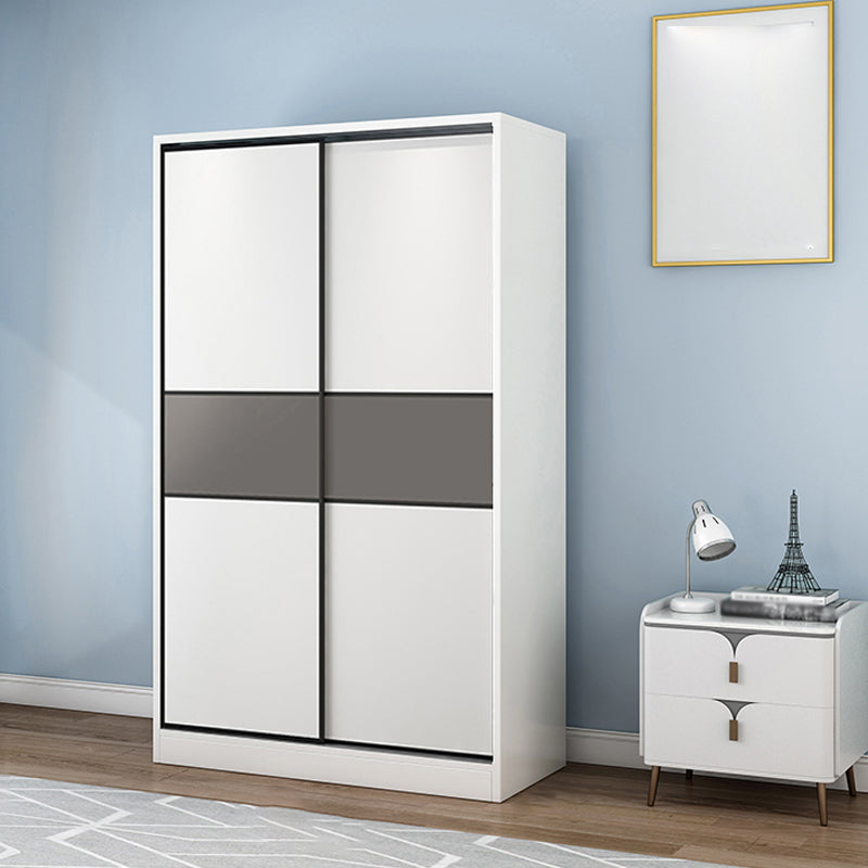 Modern Closet with Shelves Wooden High Gloss Coat Locker in White