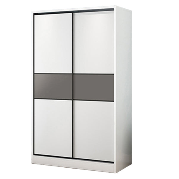 Modern Closet with Shelves Wooden High Gloss Coat Locker in White