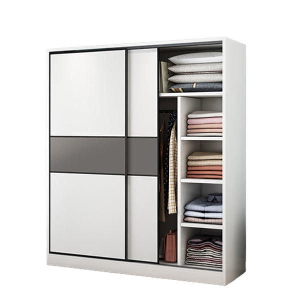 Modern Closet with Shelves Wooden High Gloss Coat Locker in White