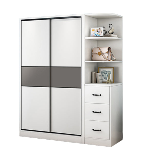 Modern Closet with Shelves Wooden High Gloss Coat Locker in White