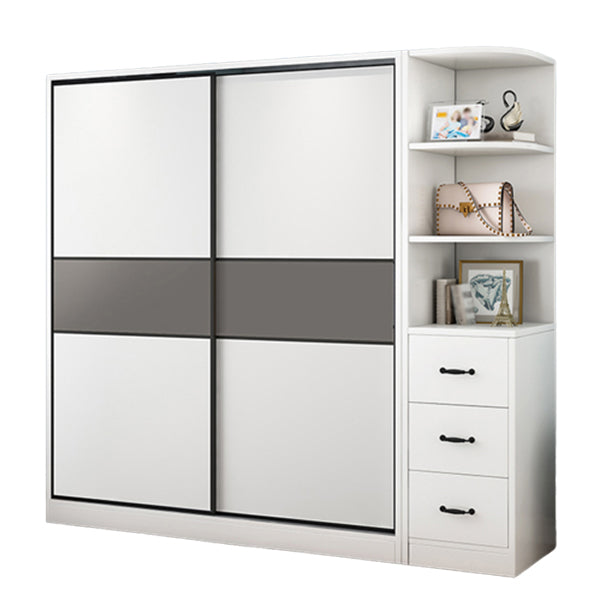 Modern Closet with Shelves Wooden High Gloss Coat Locker in White